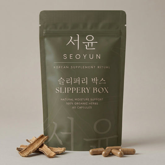 SEOYUN SLIPPERY BOX Natural Moisture Support · 100% Organic Herbs · 60 Capsules