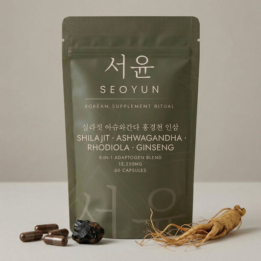 SEOYUN SHILAJIT, ASHWAGANDHA & RHODIOLA · GINSENG 8-in-1 Adaptogen Blend · 15,250MG · 60 Capsules