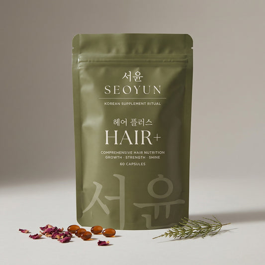 SEOYUN HAIR+ Comprehensive Hair Nutrition · Growth · Strength · Shine · 60 Capsules