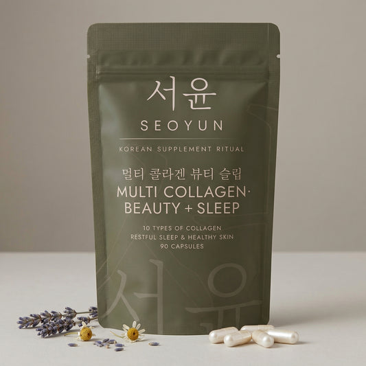 SEOYUN MULTI COLLAGEN · BEAUTY + SLEEP 10 Types of Collagen · Restful Sleep & Healthy Skin · 90 Capsules